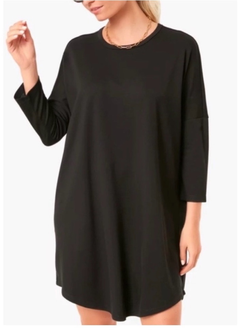 Pomander Place Tuckernuck Black Sweatshirt Dress M/L Oversized Lagenlook